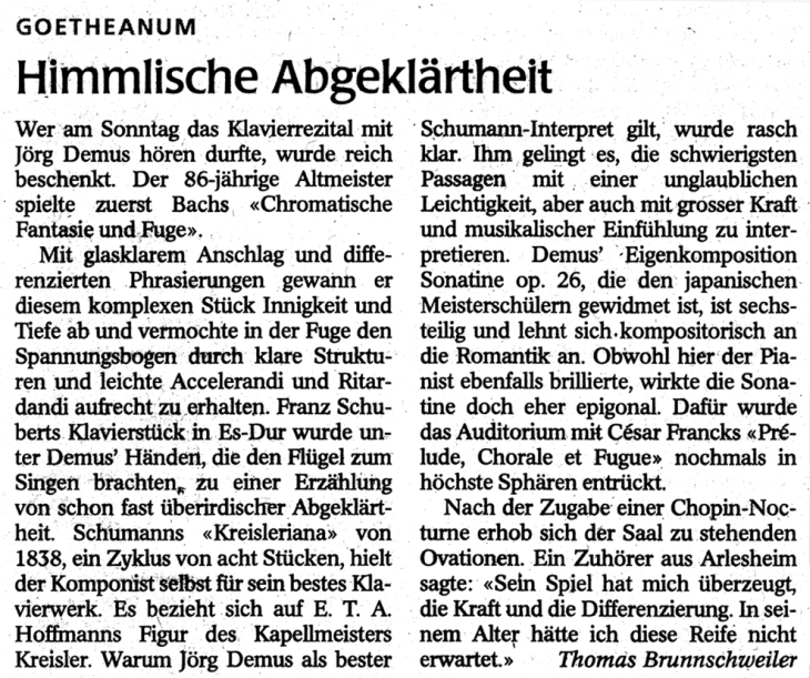 Jörg Demus - Himmlische Abgeklärtheit