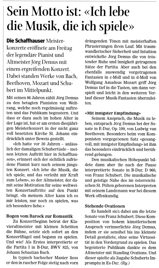 Jörg Demus - Ich lebe die Musik, die ich spiele